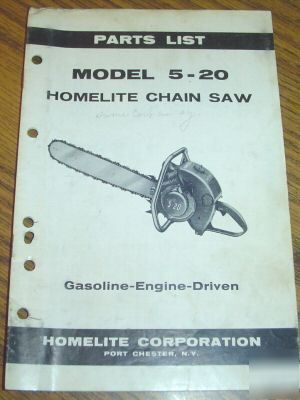 Homelite 5-20 chain saw parts catalog manual