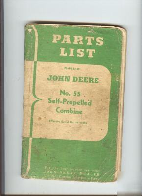 John deere no.55 combine parts list