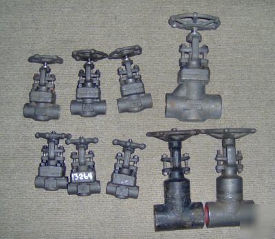 1 lot forged steel gate & globe valves 9PCS