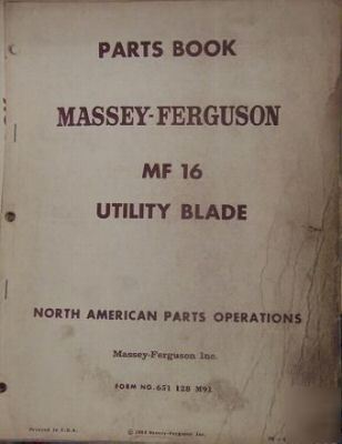 1962 massey ferguson 16 scrape blade parts manual