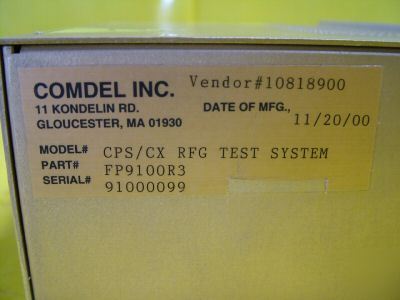 Comdel cps/cx rfg test system FP9100R3