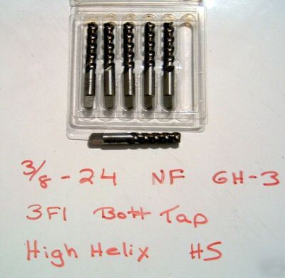 New 3/8-24 6 hi-helix bottom taps hs 3 flute usa