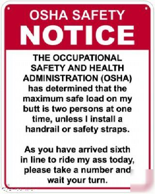 Osha safety notice tin silly sign
