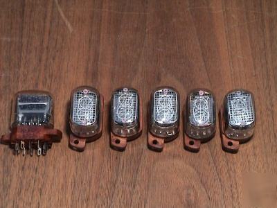 Six in-12 b nixie tubes w/point nos 1990, with sockets 