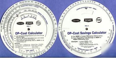 Air conditioning cost of operation & savings calculator