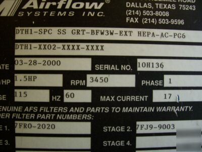 Airflow systems welding downdraft table - no 