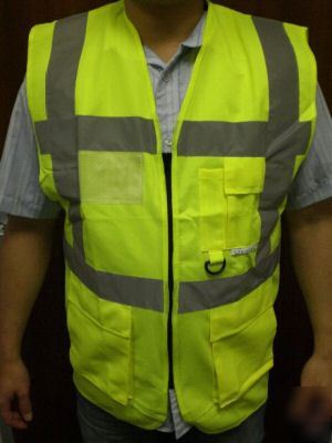 Hi vis viz 2 bands yellow executive vest waistcoat - xl