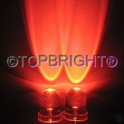 New 100 pcs 8MM wide angle 45KMCD red led f/r 40Â° 