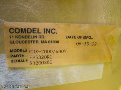 Comdel cdx-2000/480V dual rf generator FP532OR1