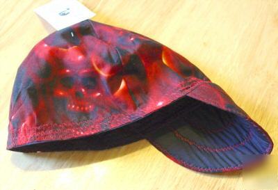 New skulls n flames welding hat 7 1/4 wicked hot fitter