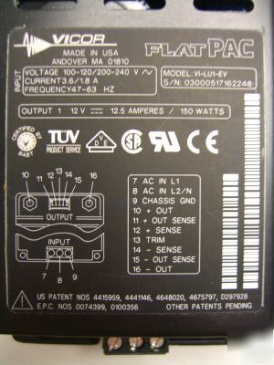 Vicor flat pac power supply 12V 150 watts vi-LU1-ev