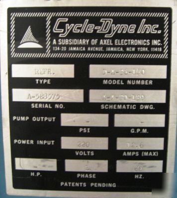 Cycle-dyne refrigerated chiller cooler d-a-36-150