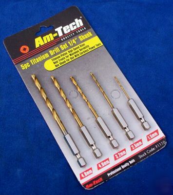 New 5PC titanium drill bit set with 1/4