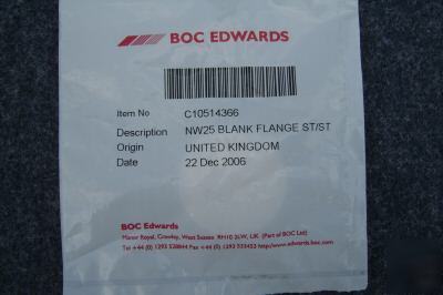 Edwards vacuum C10514366 NW25 blanking flange st/st.