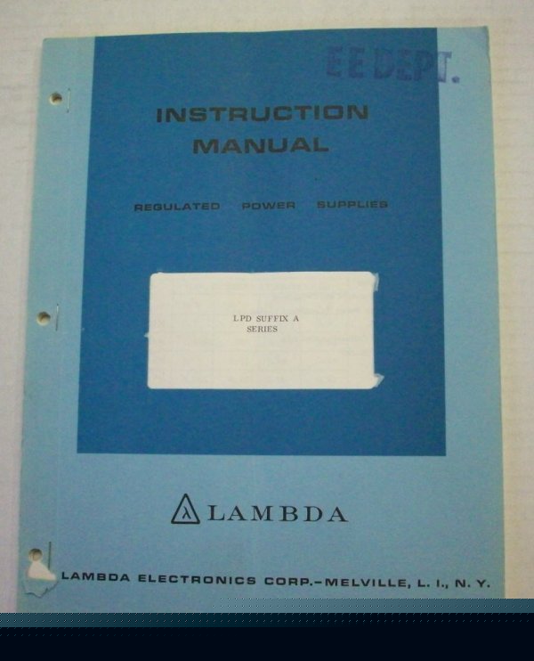 Lambda lpd suffix a series instruction manual - $5 ship