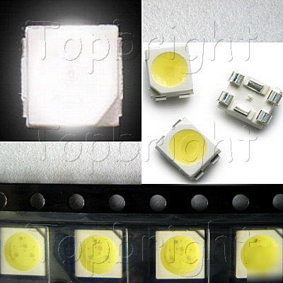 50 pcs plcc-6 3-chips power smd smt 8000 mcd white led 