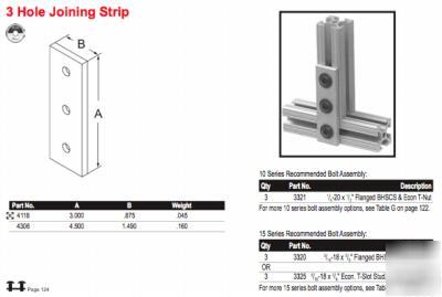 4 (#4306) 3-hole joining strips (80/20 inc) alum 8020