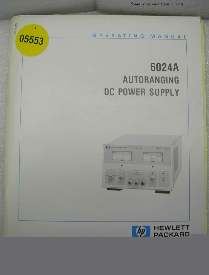Hp 6024A autoranging dc power supply operating manual