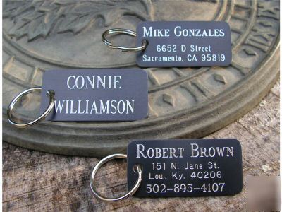 Luggage tag metal engraved tote bag key ring duffel id