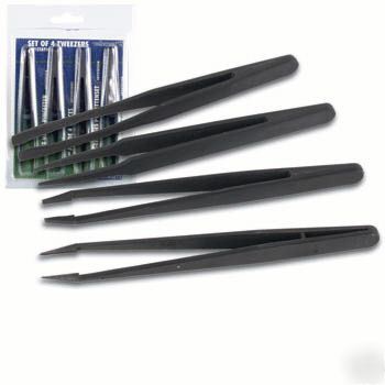 Non-conductive antistatic tweezers esd safe (set of 4 )
