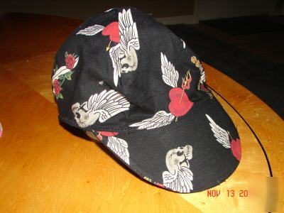 Reversable skull heart wings welder cap caps hat hats