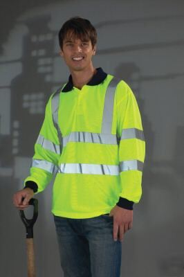 Hi-vis yellow long sleeve polo shirt - size xxl