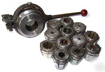 Pratt burnerd lever operated collet chuck + 12 collets