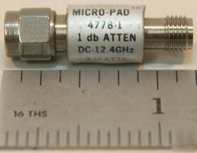 Narda 1 db sma attenuator dc-12.4 ghz model 4778-1