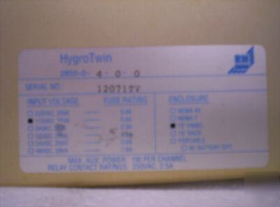 Endress + hausser hygrotwin 2850 p/n 2850-0-4-0-0