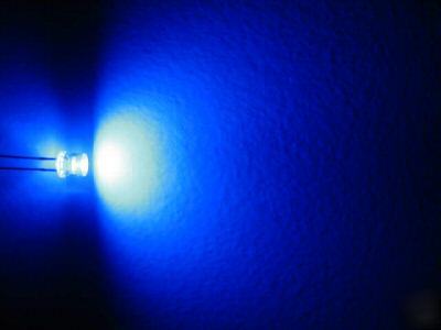 100 x 5MM cylindrical flat top blue led,big/wide angle