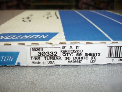 (49)norton T461 sand paper 9 x 11 sheets 320 grit