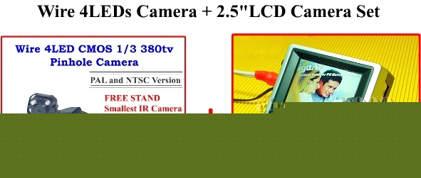 4LED pinhole infrared cctv camera + 2.5 lcd monitor set