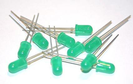 New ten standard 5MM green leds with resistors - brand 