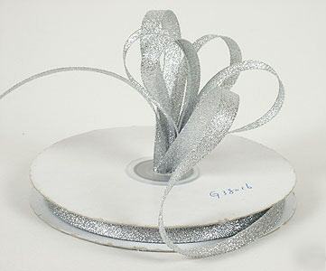 3/8 in 33 yd silver metallic ribbon wedding favor party