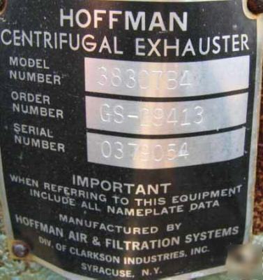 50 hp hoffman 38307B4 centrifugal exhauster (1499.01)