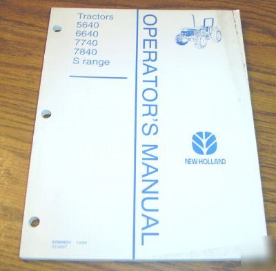 New holland 5640 thru 7840 tractor operators manual nh