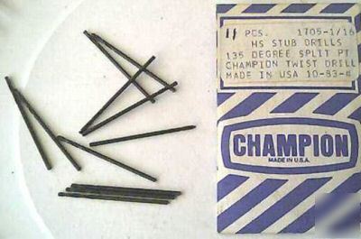 New usa made 1/16 stub length drill bits 11 pack