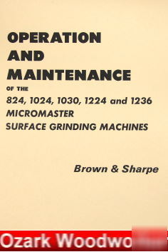 Brown & sharpe micromaster grinder parts manual
