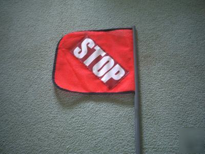 Floresent orange mesh safety crossing stop sign/flag