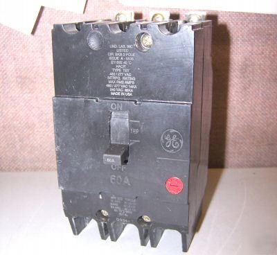 Ge TEY360 circuit breaker tey M02 3 pole 60 amp 