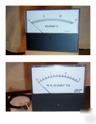 New two panel meters~kilowatts~ (0-3 & 0-15) analog ~ ~