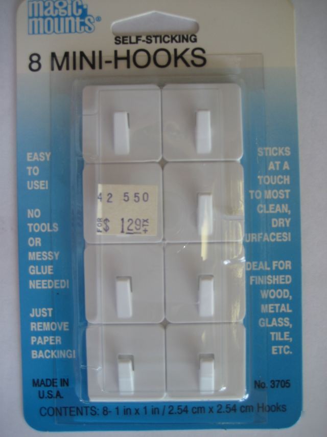 Self sticking 8 mini hooks 1