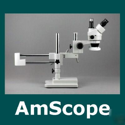 7X-90X trinocular stereo boom microscope + ring light