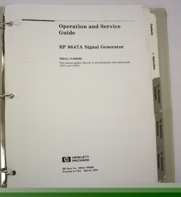 Hp 8647A signal generator operating and service manual