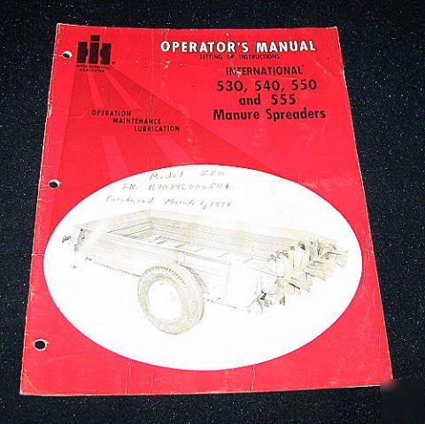 Ih intl harvester 530 540 550 555 manure spreaders