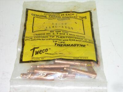 25 nip tweco contact tips part # 14-52 usa 