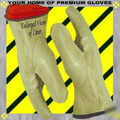 3 pr xlarge premium lined pigskin leather work glove go