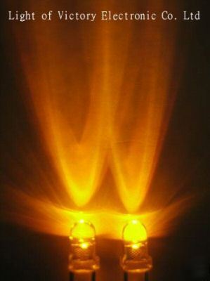 500 x 3MM amber led lamp 10,000MCD free resistor