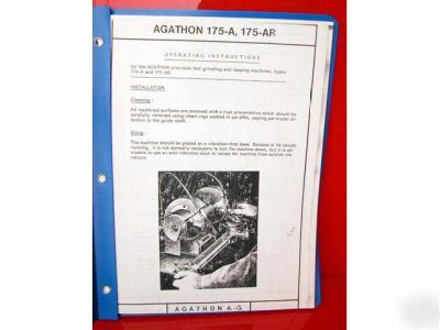 Agathon tool grinder operating catalogue