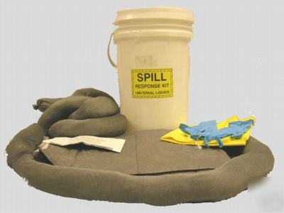 Emergency 5 gallon universal spill response kit sorbent